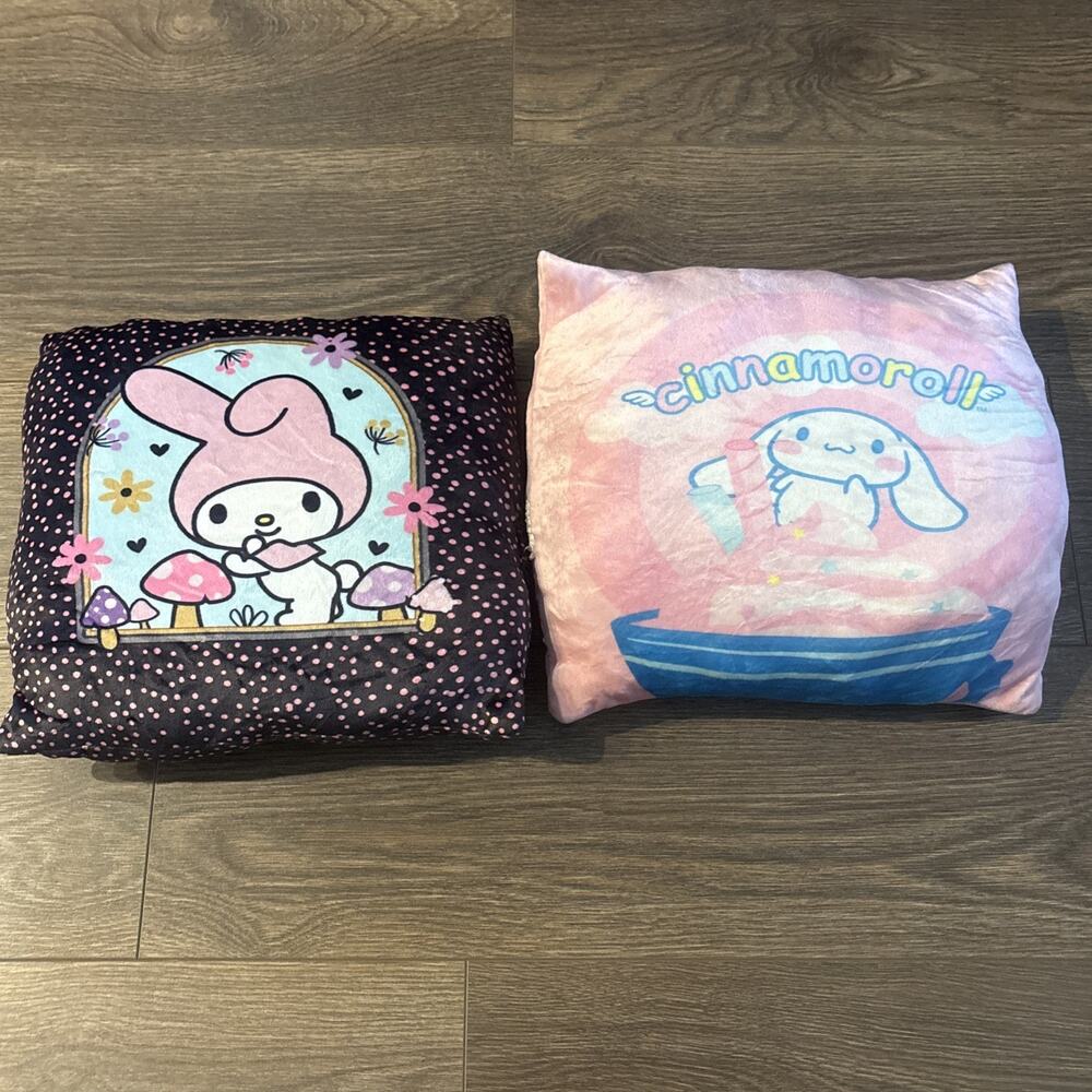 Hello Kitty My Melody And Cinnamonroll 11" Square Super Soft Pillow Sanrio